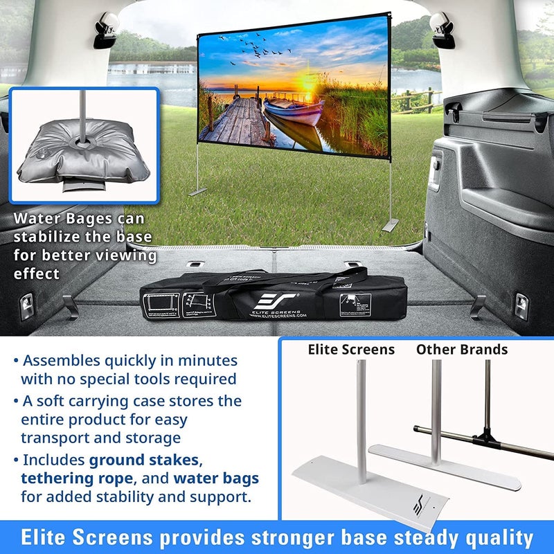 Elite Screens شاشة بروجكتور خارجية قابلة للطي من إلت سكرينز يارد ماستر لايت، 125 بوصة، 16:9، مزدوجة الجوانب، خالية من التجاعيد، شاشة عرض أفلام داخلية محمولة، | شركة أمريكية ضمان لمدة عامين، OMS125HLITE - Image 3